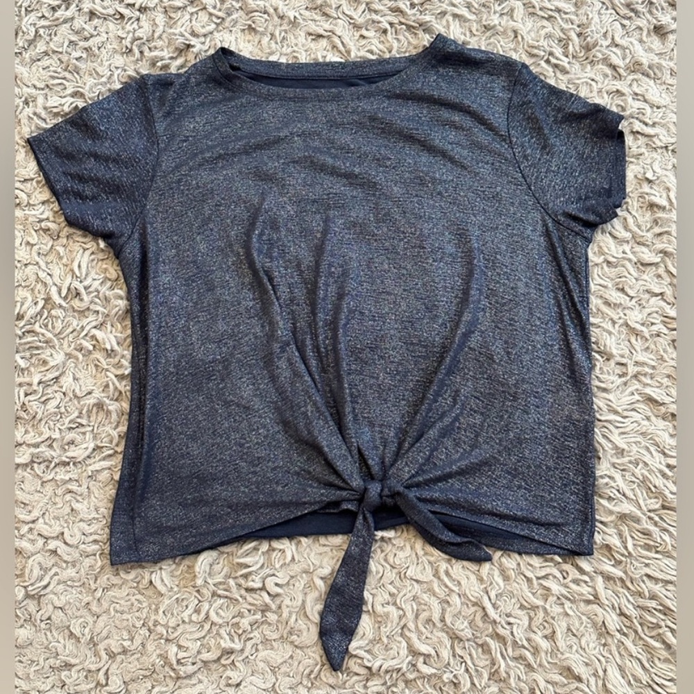 Soho NY&Co Metallic Tie-Front Top